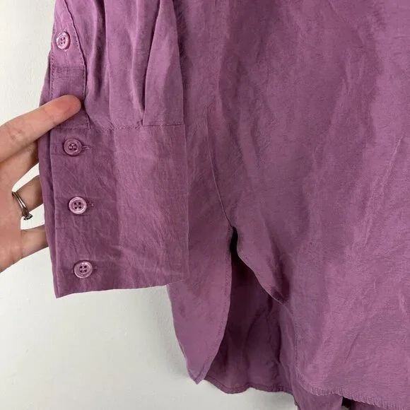 Zara Mauve Oversized Button Down Long Sleeve Modal Shirt - Picture 3 of 6